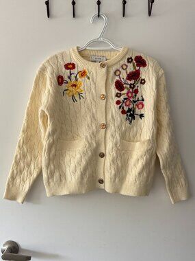 Ivory Floral Embroidered Cardigan One Size